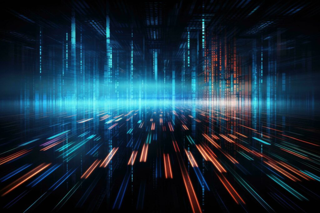 Ai generated abstract technology background with glowing lines and bokeh effect abstract background theme technology data futuristic ai generated free photo